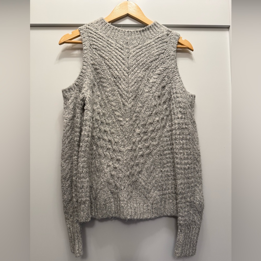 Express Heather Gray Cold Shoulder Knit Sweater